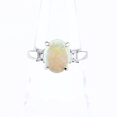 オパール デザインリング リング 13.5号 Pt900 オパール ダイヤモンド レディース ノンブランドジュエリー 【中古】nbjwl