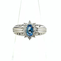 アクアマリン デザインリング リング 8.5号 Pt900 アクアマリン ダイヤモンド レディース ノンブランドジュエリー 【中古】nbjwl