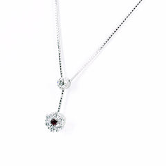 フラワーモチーフ デザインネックレス ネックレス K18 WG ルビー レディース ノンブランドジュエリー 【中古】nbjwl