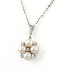 ミキモト パール ネックレス K18 パール ダイヤモンド レディース ブランドジュエリー 【中古】brjwl