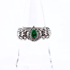 プレフィート Prefito エメラルド デザインリング リング 14号 Pt900 エメラルド ダイヤモンド レディース ブランドジュエリー 【中古】brjwl