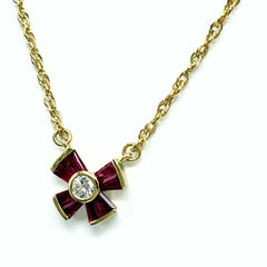 ダイヤモンド デザインネックレス ネックレス K18 ダイヤモンド ルビー レディース ノンブランドジュエリー 【中古】nbjwl