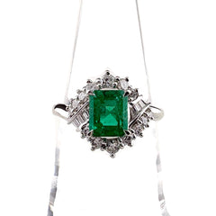 エメラルド リング 13.5号 Pt900 エメラルド ダイヤモンド レディース ノンブランドジュエリー 【中古】nbjwl