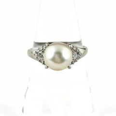 パール デザインリング リング 18.5号 Pt900 パール ダイヤモンド メンズ ノンブランドジュエリー 【中古】nbjwl