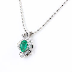 エメラルド デザインネックレス ネックレス Pt900 Pt850 ダイヤモンド レディース ノンブランドジュエリー 【中古】nbjwl