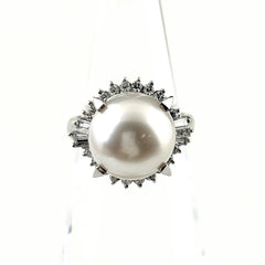 パール デザインリング リング 11号 Pt900 パール ダイヤモンド レディース ノンブランドジュエリー 【中古】nbjwl