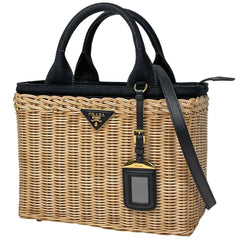 プラダ ロゴプレート ハンドバッグ キャンバス 1BG835 レディース ブランドバッグ・小物 【中古】brbag