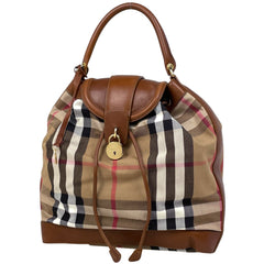 バーバリープローサム チェック柄 ハンドバッグ キャンバス レディース ブランドバッグ・小物 【中古】brbag