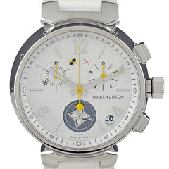 ルイ・ヴィトン タンブール Q11BA 腕時計 SS ラバー クォーツ ホワイト メンズ 時計 【中古】【保証書】wtcbb