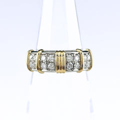 メレダイヤ デザインリング リング 9.5号 Pt900 K18 ダイヤモンド レディース ノンブランドジュエリー 【中古】nbjwl