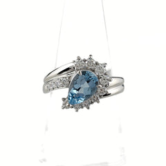 ポーラ アクアマリン リング リング Pt900 アクアマリン ダイヤモンド レディース ブランドジュエリー 【中古】brjwl