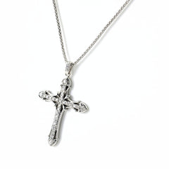 クロスモチーフ ネックレス K18 WG ダイヤモンド レディース ノンブランドジュエリー 【中古】nbjwl