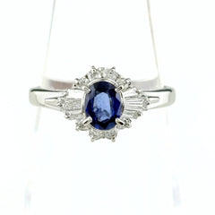 サファイア デザインリング リング 10号 Pt900 サファイア ダイヤモンド レディース ノンブランドジュエリー 【中古】nbjwl