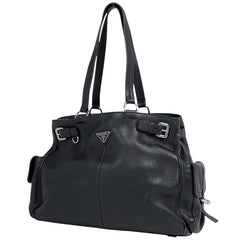 プラダ ロゴプレート トートバッグ レザー BR3235 ブランドバッグ・小物 【中古】brbag