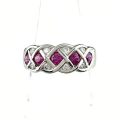 ルビー デザインリング リング 12号 Pt900 ルビー ダイヤモンド レディース ノンブランドジュエリー 【中古】nbjwl