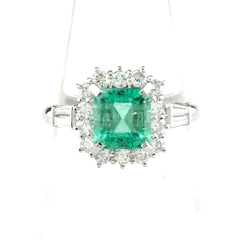 エメラルド デザインリング リング 12号 Pt850 エメラルド ダイヤモンド レディース ノンブランドジュエリー 【中古】nbjwl