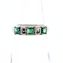 エメラルド デザインリング リング 9.5号 Pt900 エメラルド ダイヤモンド レディース ノンブランドジュエリー 【中古】nbjwl