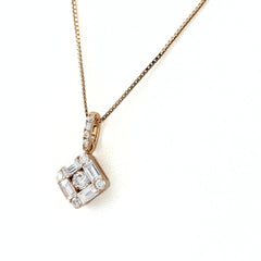 メレダイヤ デザインネックレス ネックレス K18 PG ダイヤモンド レディース ノンブランドジュエリー 【中古】nbjwl