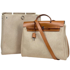 エルメス エールバッグMM ハンドバッグ トワルアッシュ(コーティング) □D レディース ブランドバッグ・小物 【中古】brbag