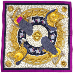 エルメス カレ 90 CASQUES et PLUMETS スカーフ シルク レディース ブランドバッグ・小物 【中古】brbag