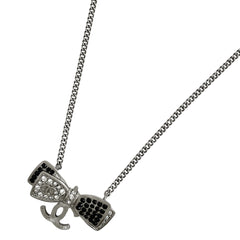 シャネル ココマーク リボンモチーフ ネックレス シルバーメッキ ラインストーン レディース ブランドアクセサリー 【中古】bracc