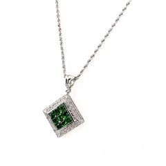 グリーングロッシュラーガーネット ネックレス K18 WG グリーングロッシュラーガーネット レディース ノンブランドジュエリー 【中古】nbjwl