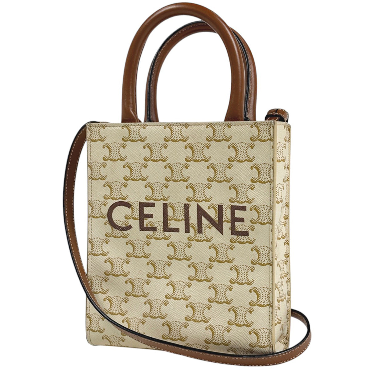 【汚れあり】celine ミニ バーティカルカバ ハンドバッグ キャンバス セリーヌ ミニ バーティカル カバ トートバッグ コーティング
