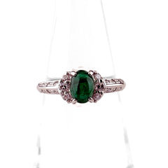 エメラルド デザインリング リング 12号 Pt900 エメラルド ダイヤモンド レディース ノンブランドジュエリー 【中古】nbjwl