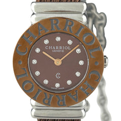 シャリオール サントロペ 12P 028/2 腕時計 SS ダイヤモンド クォーツ ブラウン レディース 時計 【中古】wtcbb