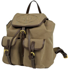 プラダ ロゴ ジャカード リュック キャンバス レディース ブランドバッグ・小物 【中古】brbag