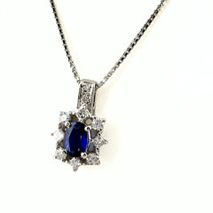 サファイア デザインネックレス ネックレス Pt900 Pt850 ダイヤモンド レディース ノンブランドジュエリー 【中古】nbjwl