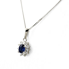 サファイア デザインネックレス ネックレス Pt900 Pt850 ダイヤモンド レディース ノンブランドジュエリー 【中古】nbjwl