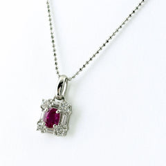 ルビー デザインネックレス ネックレス Pt900 Pt850 ルビー レディース ノンブランドジュエリー 【中古】nbjwl