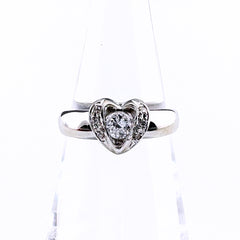 ハートモチーフ デザインリング リング 11.5号 Pt900 ダイヤモンド レディース ノンブランドジュエリー 【中古】nbjwl
