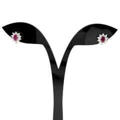 ルビー デザインピアス ピアス Pt850 ルビー ダイヤモンド レディース ノンブランドジュエリー 【中古】nbjwl