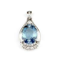 アクアマリン デザインペンダントトップ ペンダントトップ Pt900 アクアマリン ダイヤモンド レディース ノンブランドジュエリー 【中古】nbjwl
