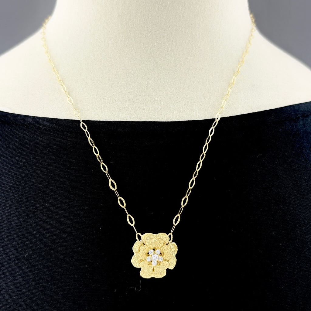 ジュネ フラワーモチーフ デザインネックレス ネックレス K18 750 YG