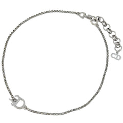 クリスチャンディオール ロゴ ラインストーン ネックレス シルバーメッキ レディース ブランドアクセサリー 【中古】bracc