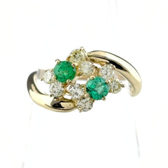 エメラルド デザインリング リング 10.5号 K18 エメラルド ダイヤモンド レディース ノンブランドジュエリー 【中古】nbjwl