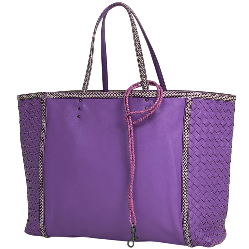 【BOTTEGA VENETA】トートバッグ　パイソン　レザー　パープル　A4 ボッテガヴェネタ イントレチャート トートバッグ レザー レディース