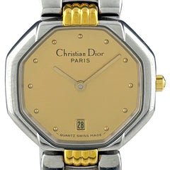 クリスチャンディオール オクタゴン D48-203-1 腕時計 SS GP クォーツ ゴールド レディース 時計 【中古】wtcbb
