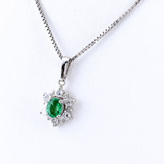 エメラルド デザインネックレス ネックレス Pt850 エメラルド ダイヤモンド レディース ノンブランドジュエリー 【中古】nbjwl