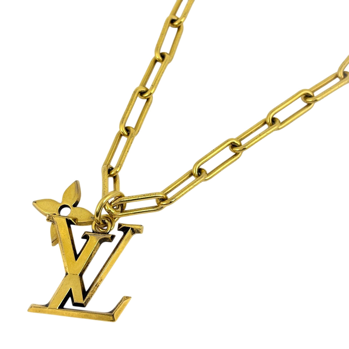 3-2958 LOUIS VUITTON コリエフラワー パワー ネックレス 在庫一掃】 ルイ・ヴィトン コリエ LV フラワー ネックレス GP