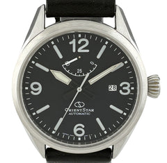 オリエントスター ORIENT STAR パワーリザーブ F6N4-UAE0 腕時計 SS レザー 自動巻き ブラック メンズ 時計 【中古】wtcbb