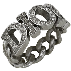 クリスチャンディオール ロゴ ラインストーン リング 10号 シルバーメッキ ラインストーン レディース ブランドアクセサリー 【中古】bracc