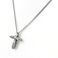 クロスモチーフ ネックレス ネックレス Pt850 ダイヤモンド レディース ノンブランドジュエリー 【中古】nbjwl