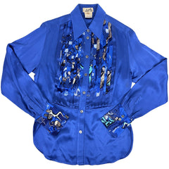 エルメス プリーツ切り替え 長袖シャツ トップス シルク レディース ブランドアパレル 【中古】brapp