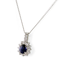 サファイア デザインネックレス ネックレス Pt850 Pt900 サファイア レディース ノンブランドジュエリー 【中古】nbjwl