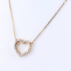 ハートモチーフ デザインネックレス ネックレス K18 ダイヤモンド レディース ノンブランドジュエリー 【中古】nbjwl