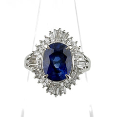 3.51ct サファイア リング 10号 Pt900 鑑別書 レディース ノンブランドジュエリー 【中古】nbjwl